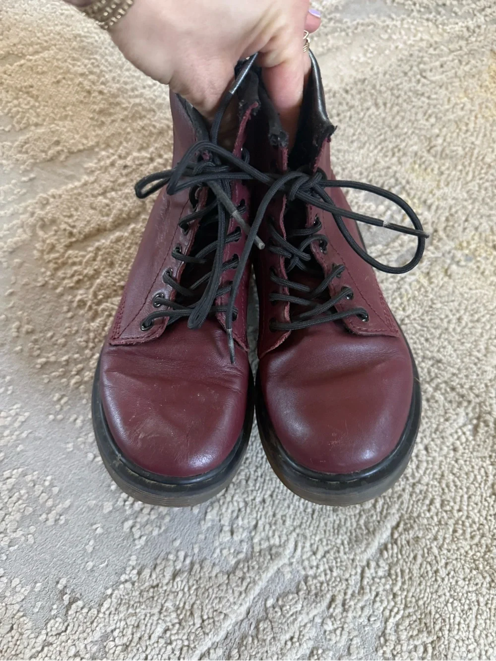 Dr. Martens Boots maroon red lace up 1460J AW004 size 13